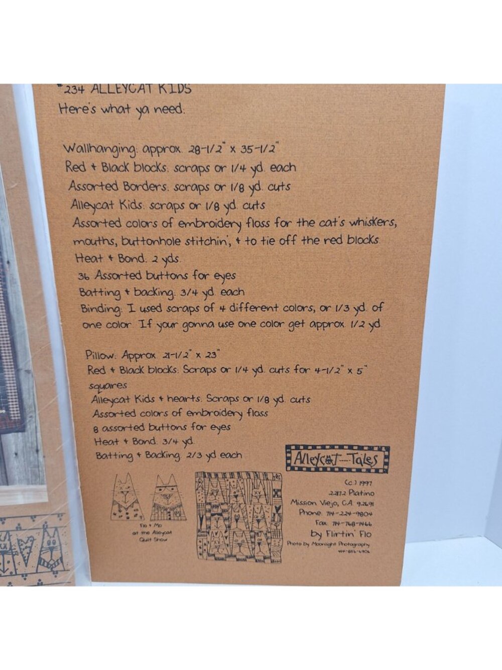 Alleycat Kids Quilt Pillow Pattern Cats #234 Pattern Instructions - Picture 2 of 6